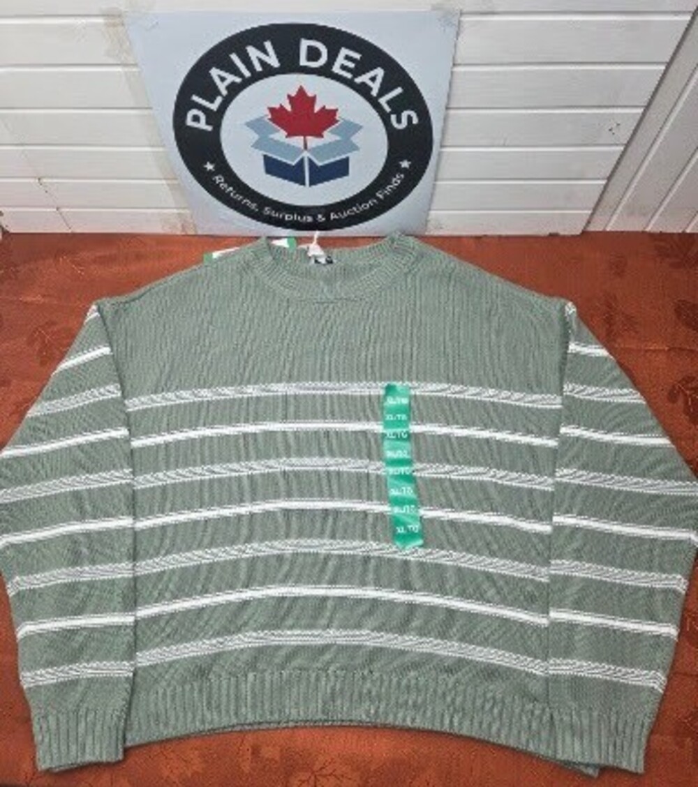 Ella Moss Women's Striped Knit Sweater, Sage Green, XL, NWT